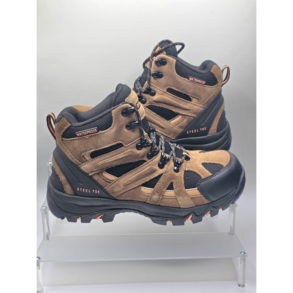 Brazos Iron Force Work Boots Men's Steel Toe Work Boots Sz 8.5 Leather Brown